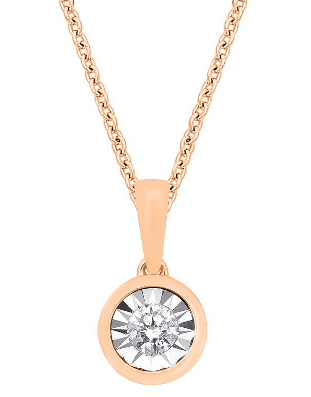 Diamond Pendant - 10ct Rose Gold Diamond Set Pendant - 784514