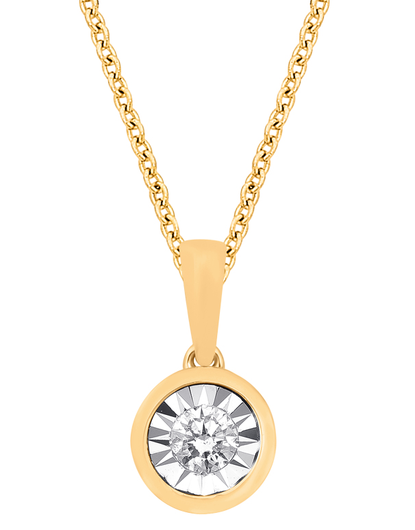 Diamond Pendant - 10ct Yellow Gold Diamond Set Pendant - 784089