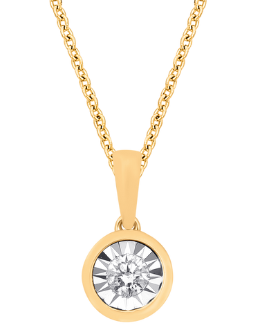 Diamond Pendant - 10ct Yellow Gold Diamond Set Pendant - 784089