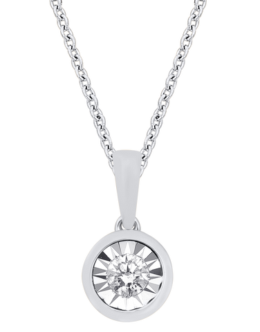 Diamond Pendant - 10ct White Gold Diamond Set Pendant - 784091
