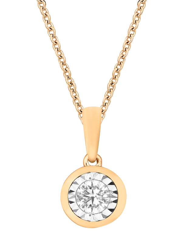 Diamond Pendant - 10ct Rose Gold Diamond Set Pendant - 784516