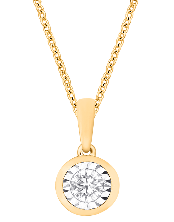 Diamond Pendant - 10ct Yellow Gold Diamond Set Pendant - 784090