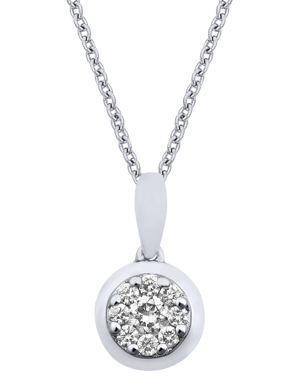 Diamond Pendant - 10ct White Gold Diamond Set Pendant - 785020