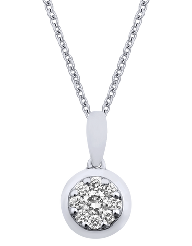 Diamond Pendant - 10ct White Gold Diamond Set Pendant - 785020