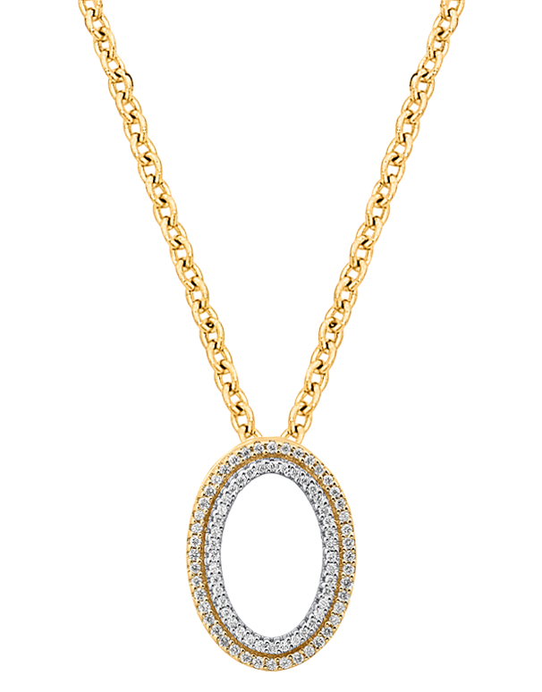 Diamond Pendant - 10ct Yellow Gold Diamond Set Oval Shape Pendant - 786213