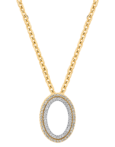 Diamond Pendant - 10ct Yellow Gold Diamond Set Oval Shape Pendant - 786213