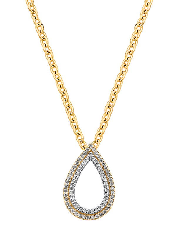 Diamond Pendant - 10ct Yellow Gold Diamond Set Pear Shape Pendant - 786215