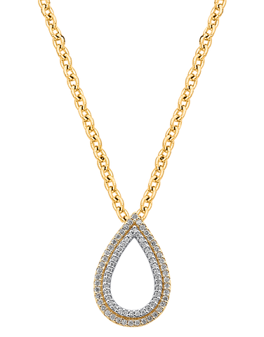 Diamond Pendant - 10ct Yellow Gold Diamond Set Pear Shape Pendant - 786215