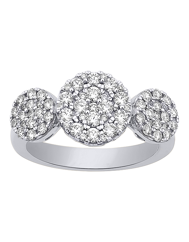 Diamond Ring - 10ct White Gold Diamond Set Trio Dress Ring - 784081