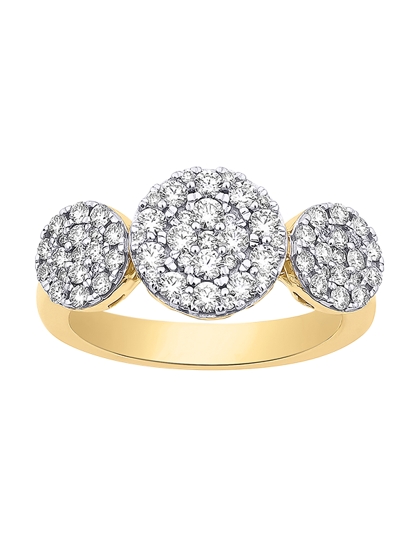 Diamond Ring - 10ct Yellow Gold Diamond Set Trio Dress Ring - 784080