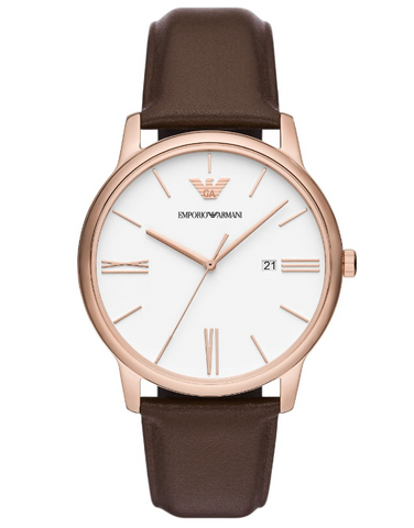 Emporio Armani - Three-Hand Date Brown Leather Watch - AR11572 - 787759