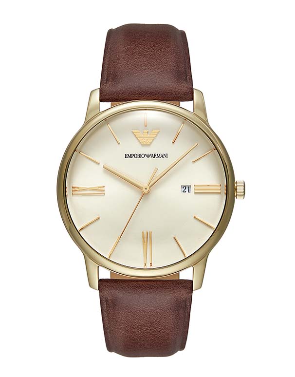 Emporio Armani - Three-Hand Date Brown Leather Watch - AR11610 - 788504