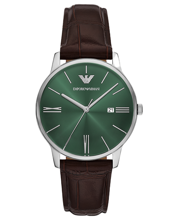 Emporio Armani - Three-Hand Date Brown Leather Watch - AR11672 - 789648