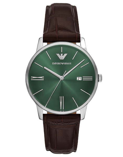 Emporio Armani - Three-Hand Date Brown Leather Watch - AR11672 - 78964