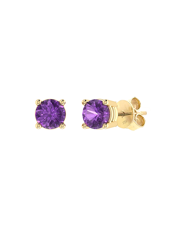 Amethyst Earrings - 10ct Yellow Gold Amethyst Stud Earrings - 788136