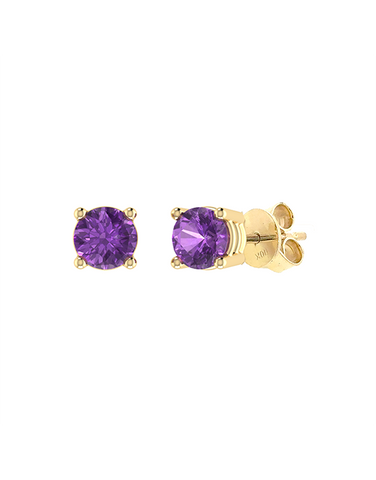 Amethyst Earrings - 10ct Yellow Gold Amethyst Stud Earrings - 788136