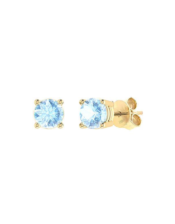 Aquamarine Earrings - 10ct Yellow Gold Aquamatine Stud Earrings - 788137