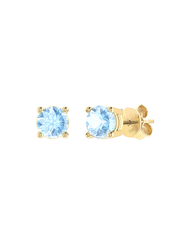 Aquamarine Earrings - 10ct Yellow Gold Aquamatine Stud Earrings - 788137