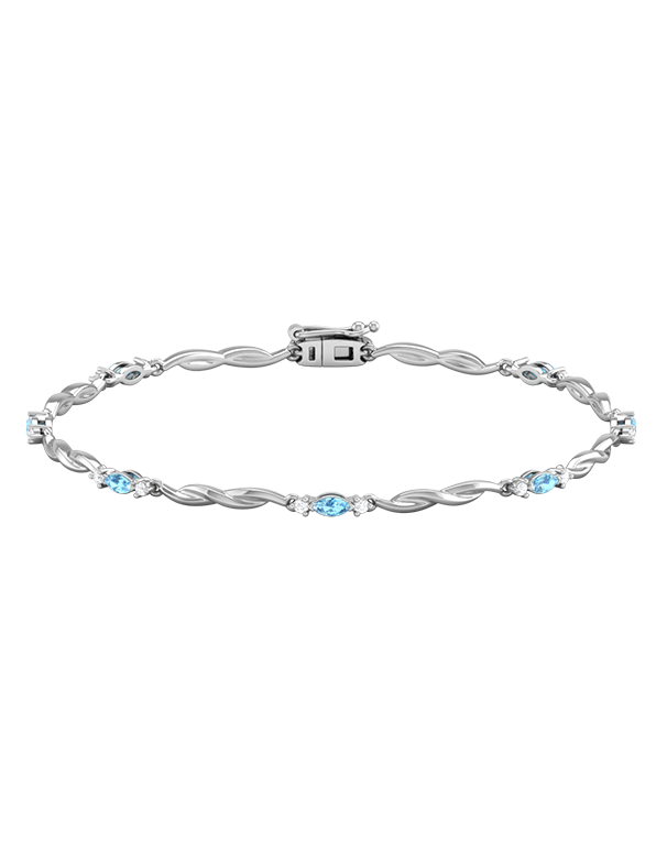 Blue Topaz Bracelet - 10ct White Gold Blue Topaz & Diamond Bracelet - 787943