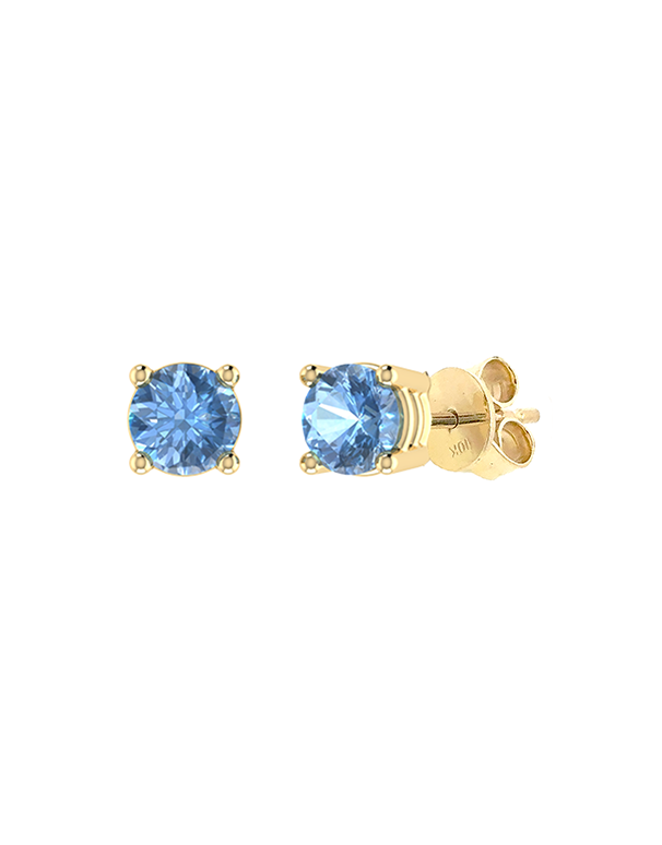 Blue Topaz Earrings - 10ct Yellow Gold Blue Topaz Stud Earrings - 788138