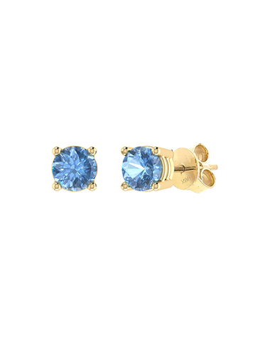 Blue Topaz Earrings - 10ct Yellow Gold Blue Topaz Stud Earrings - 788138