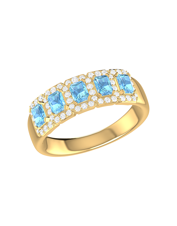 Blue Topaz Ring - 10ct Yellow Gold Blue Topaz & Diamond Ring - 787950