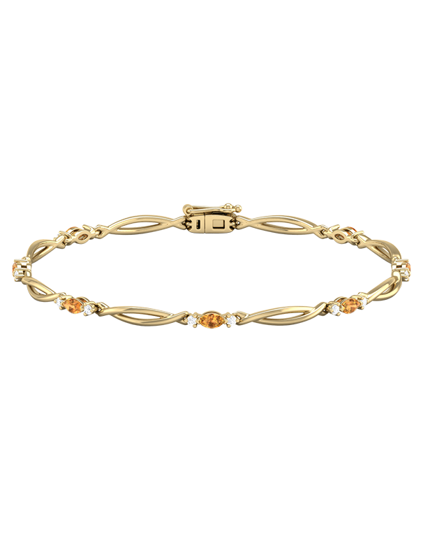 Citrine Bracelet - 10ct Yellow Gold Citrine & Diamond Bracelet - 787947