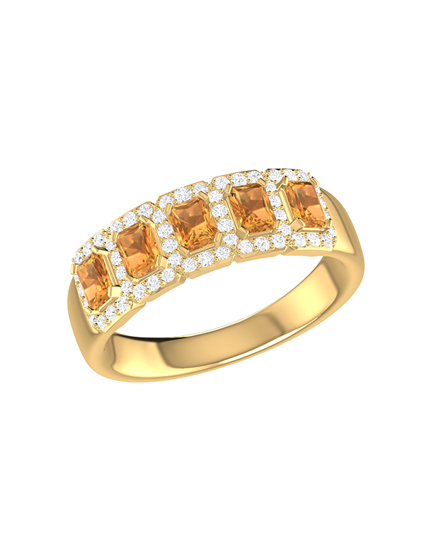 Citrine Ring - 10ct Yellow Gold Citrine & Diamond Ring - 787951