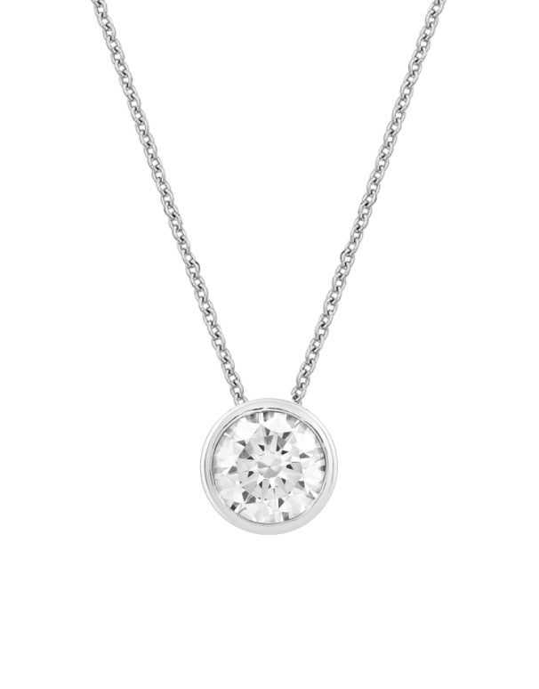 Diamond Pendant - 0.75ct Bezel Set Lab Grown Diamond Slider Pendant in 14ct White Gold - 788871