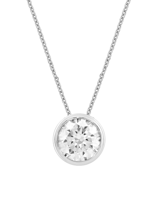 Diamond Pendant - 2.00ct Bezel Set Lab Grown Diamond Slider Pendant in 14ct White Gold