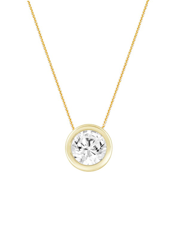 Diamond Pendant - 1.00ct Bezel Set Lab Grown Diamond Slider Pendant in 14ct Yellow Gold