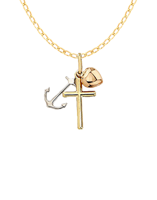 Gold Pendant - 10ct Three-Tone Faith Hope and Charity Pendant- 785406