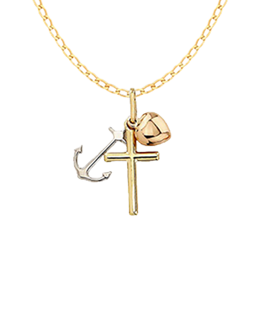 Gold Pendant - 10ct Three-Tone Faith Hope and Charity Pendant- 785406