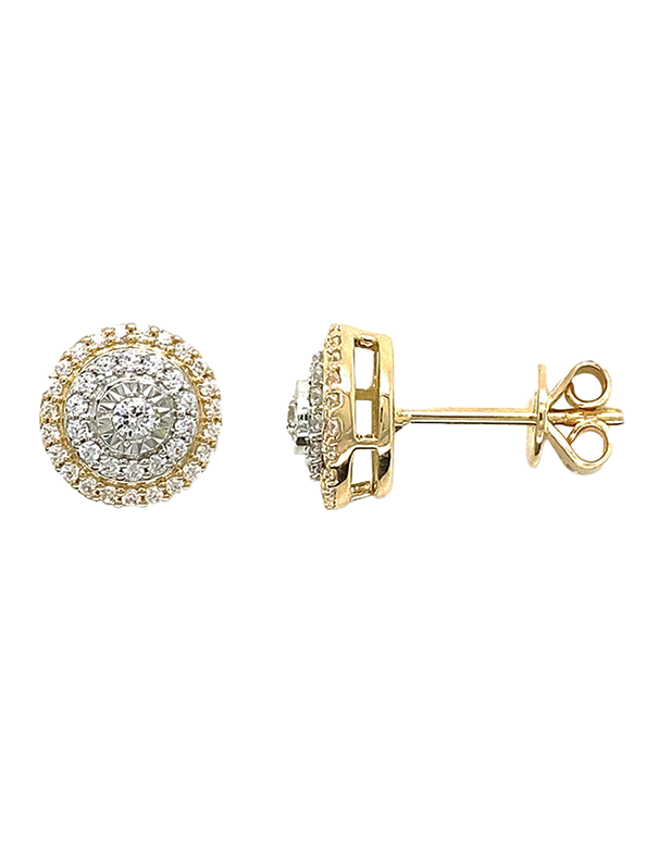 10ct Yellow Gold Diamond Set Stud Earrings- 789215