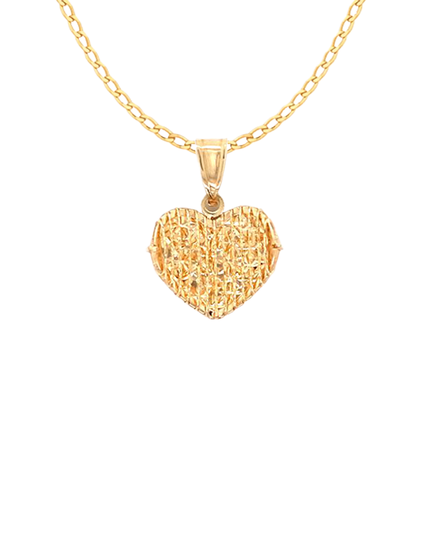 Gold Pendant- 10ct Yellow Diamond Cut Heart Pendant- 786789