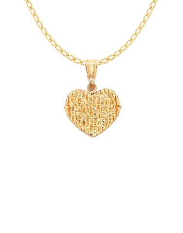 Gold Pendant- 10ct Yellow Diamond Cut Heart Pendant- 786789