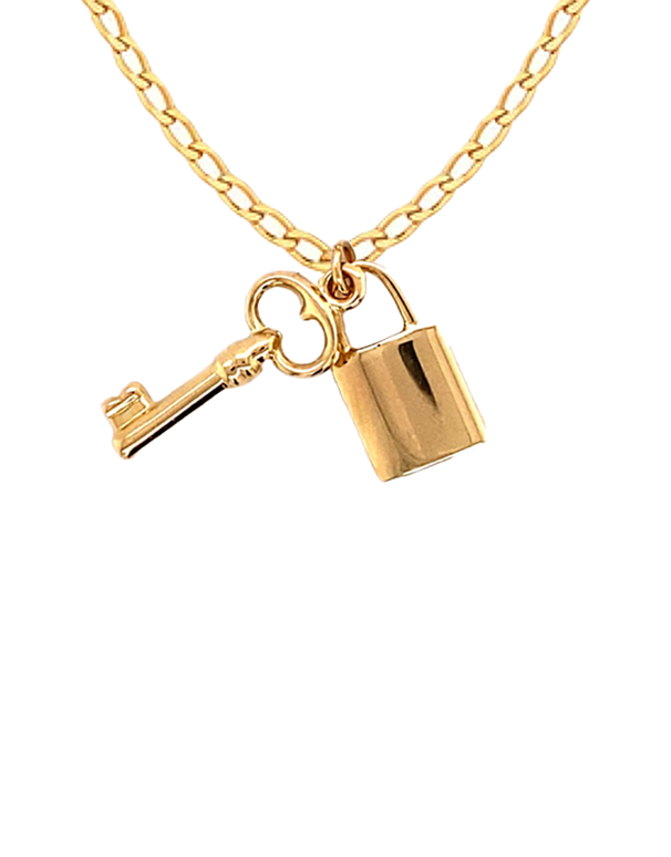 Gold Pendant- 10ct Yellow Padlock and  Key  Pendant- 789280