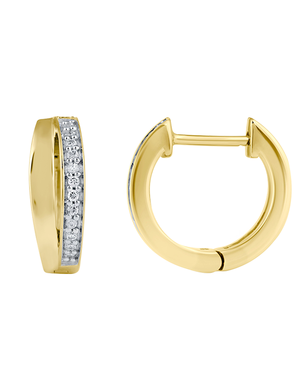 10ct Yellow Gold Diamond Set Hoop Earrings-789420