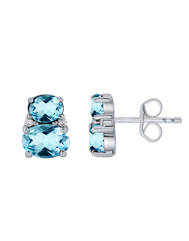 Blue Topaz Earrings - 10ct White Gold Blue Topaz & Diamond Earrings- 788254