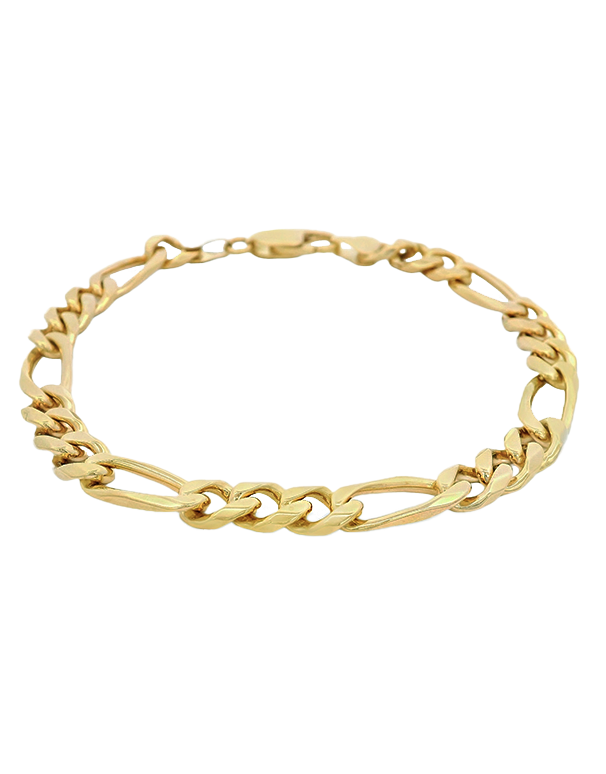 Men's Bracelet- 10ct Yellow Gold 3-1 Figaro 21.5cm Bracelet- 784602