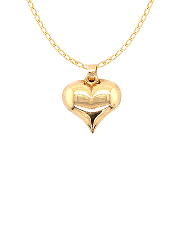Gold Pendant- 10ct Yellow Puff Heart Pendant- 785967