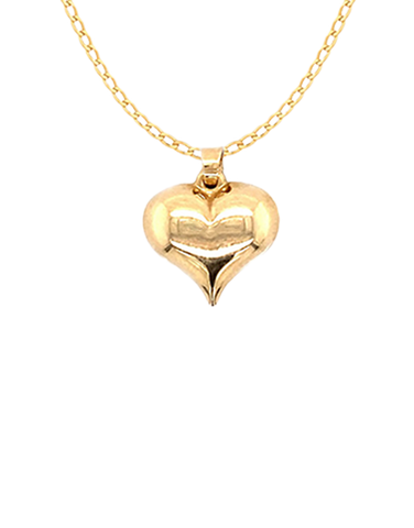 Gold Pendant- 10ct Yellow Puff Heart Pendant- 785967