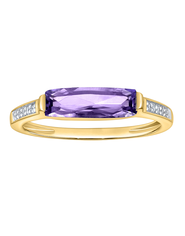 Amethyst Ring - 10ct Yellow Gold Amethyst & Diamond Set Ring - 789423