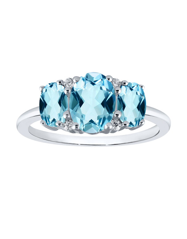Blue Topaz Ring - 10ct White Gold Blue Topaz & Diamond Ring - 788252