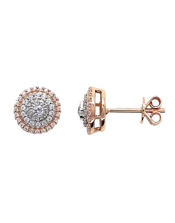 10ct Rose Gold Diamond Set Stud Earrings- 789214