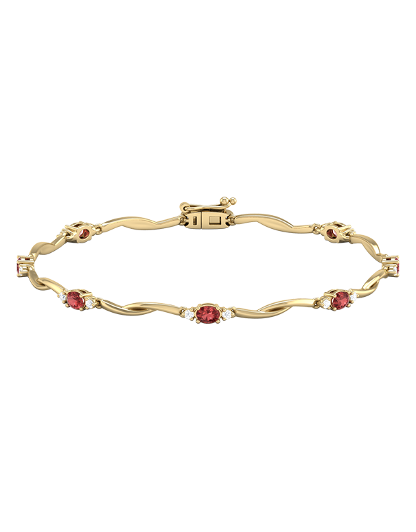 Garnet Bracelet - 10ct Yellow Gold Garnet & Diamond Bracelet - 787942