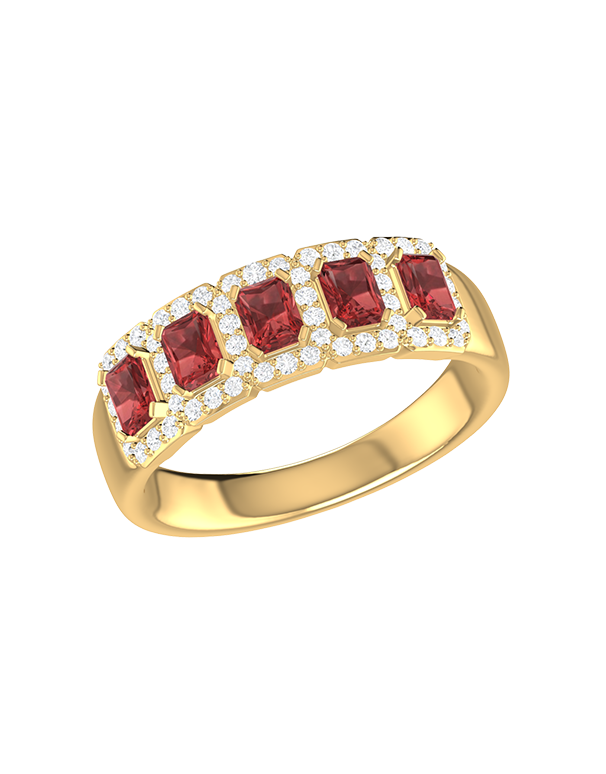 Garnet Ring - 10ct Yellow Gold Garnet & Diamond Ring - 787952