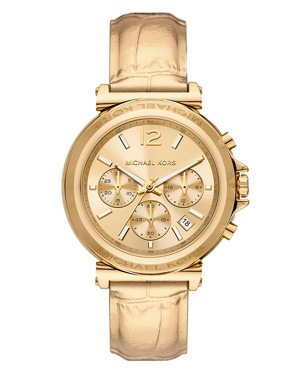 Michael Kors-Maren Chronograph Gold Leather Watch-MK7508-789087