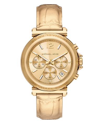 Michael Kors-Maren Chronograph Gold Leather Watch-MK7508-789087
