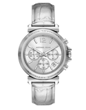 Michael Kors-Maren Chronograph Silver Leather Watch-MK7509-789088